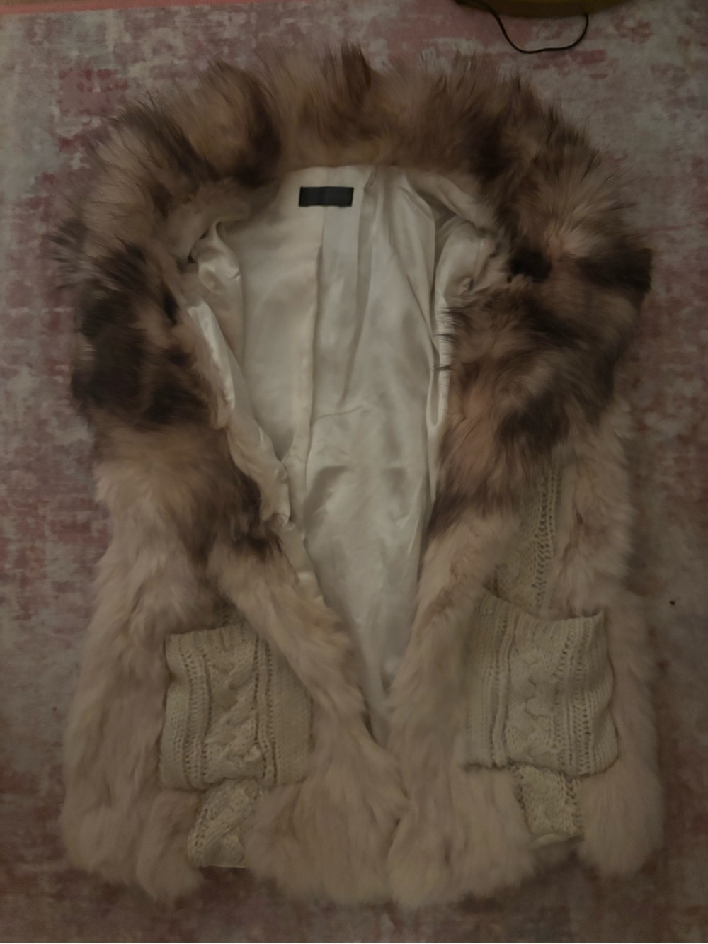 Women's Taupe Faux Fur Hooded Vest